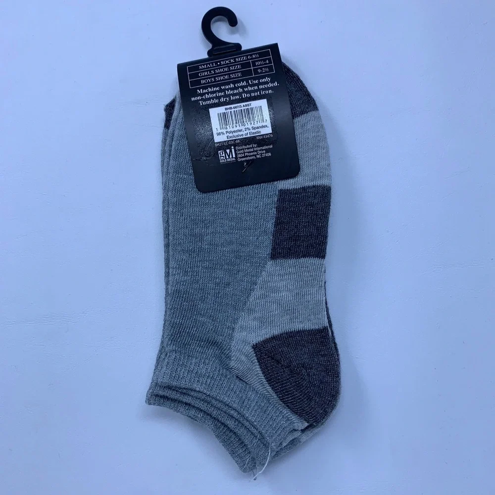 Beverly Hills Polo Club Boys Girls Small Grey Striped Low Cut Socks 3 Pairs NWT
